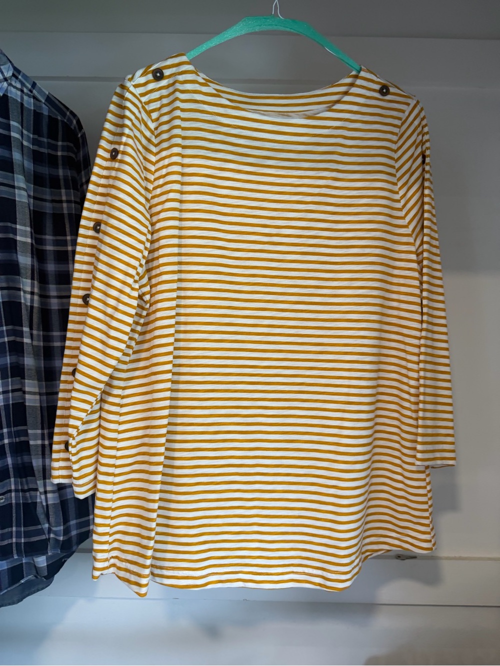 Croft and barrow Women’s 3/4 Sleeve Blouse Top White Orange Size XL